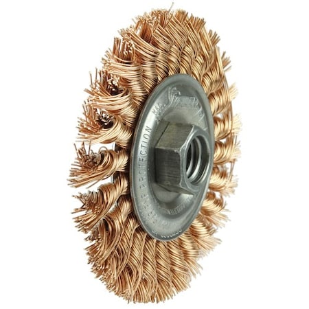 Weiler Standard Twist Knot Wire Wheel 4", .020" Bronze, 5/8"-11 UNC Nut 13121